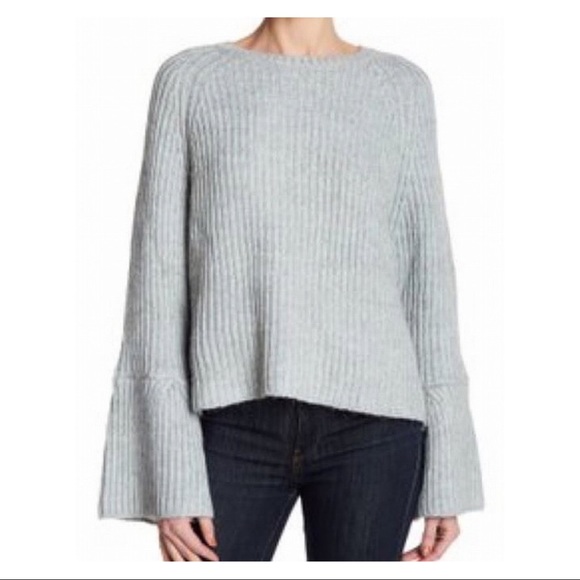 Anthropologie Blue Alpaca Sweater w bell sleeve M - Picture 6 of 7